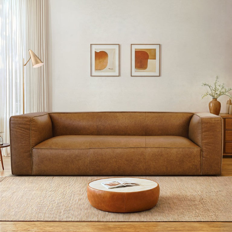 English Elm Colton Genuine Leather Sofa with High Density Foam for Living Room or Urban Loft B183P231837