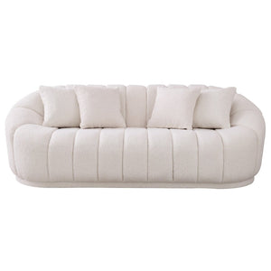 English Elm Maximilian Japandi Tight Back Sofa Boucle Upholstered Minimalist Living Room Couch B183P231891