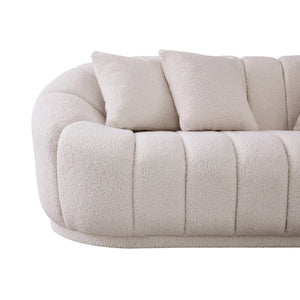 English Elm Maximilian Japandi Tight Back Sofa Boucle Upholstered Minimalist Living Room Couch B183P231891