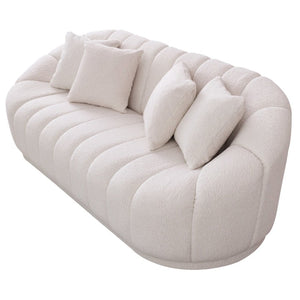 English Elm Maximilian Japandi Tight Back Sofa Boucle Upholstered Minimalist Living Room Couch B183P231891