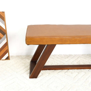 English Elm Marley Genuine Leather Upholstered Bench with Solid Wood Legs for Bedroom or Entryway B183P231903