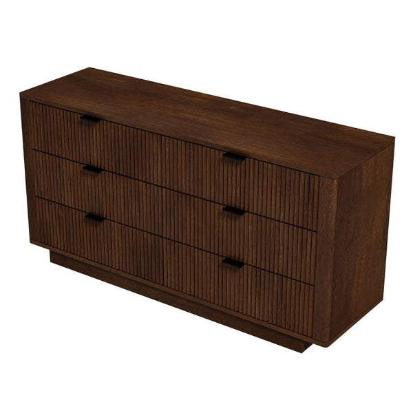 English Elm Lola Mid Century Modern Six Drawer Solid Wood Dresser with Warm Walnut Grain Finish B183P231916