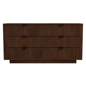 English Elm Lola Mid Century Modern Six Drawer Solid Wood Dresser with Warm Walnut Grain Finish B183P231916