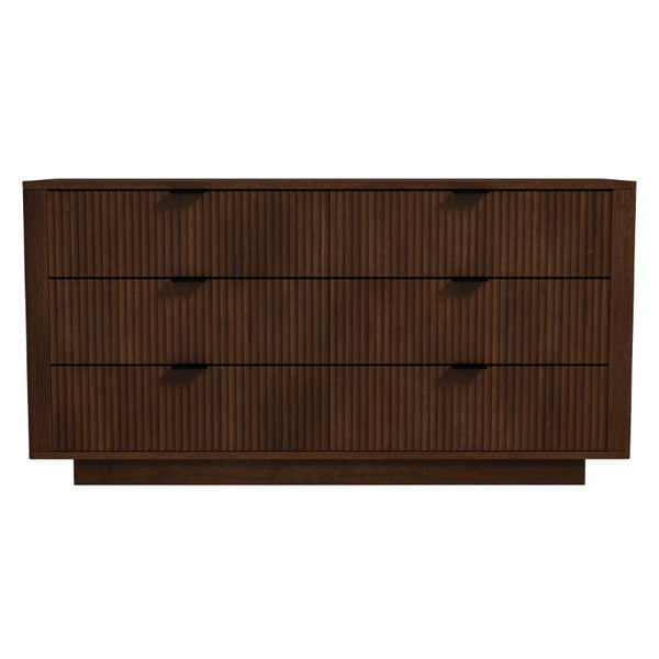 English Elm Lola Mid Century Modern Six Drawer Solid Wood Dresser with Warm Walnut Grain Finish B183P231916