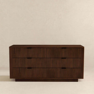 English Elm Lola Mid Century Modern Six Drawer Solid Wood Dresser with Warm Walnut Grain Finish B183P231916