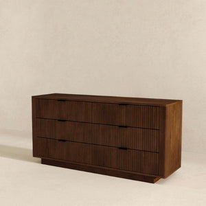 English Elm Lola Mid Century Modern Six Drawer Solid Wood Dresser with Warm Walnut Grain Finish B183P231916