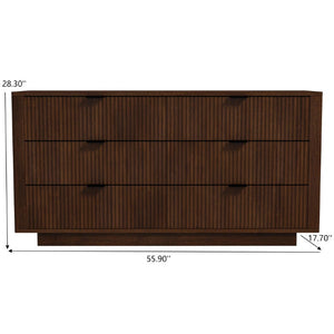 English Elm Lola Mid Century Modern Six Drawer Solid Wood Dresser with Warm Walnut Grain Finish B183P231916