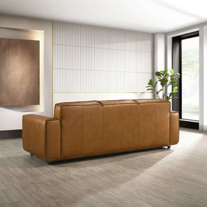 English Elm Hanky Genuine Leather Mid-century Modern Sofa with Solid Wood Frame for Living Room B183P231930