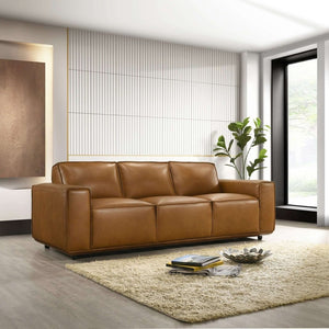 English Elm Hanky Genuine Leather Mid-century Modern Sofa with Solid Wood Frame for Living Room B183P231930