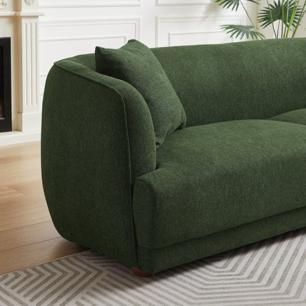English Elm Larisa Mid-Century Modern Linen Sofa with Tapered Wood Legs for Living Rooms Dark Green B183P231940