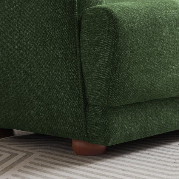 English Elm Larisa Mid-Century Modern Linen Sofa with Tapered Wood Legs for Living Rooms Dark Green B183P231940