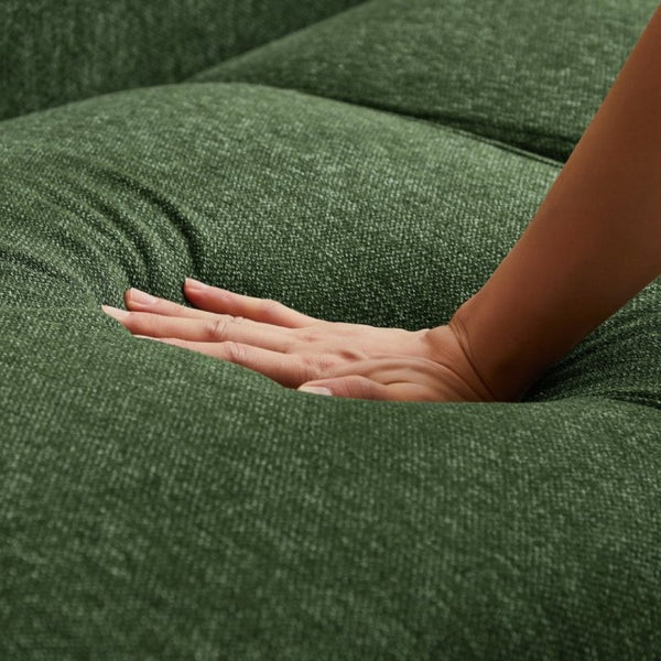 English Elm Larisa Mid-Century Modern Linen Sofa with Tapered Wood Legs for Living Rooms Dark Green B183P231940