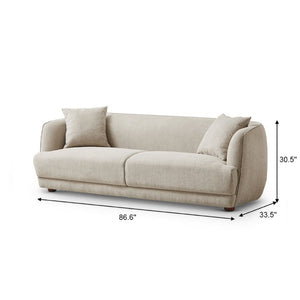 English Elm Larisa Mid-Century Modern Linen Sofa with Tapered Wood Legs for Living Rooms Dark Green B183P231940
