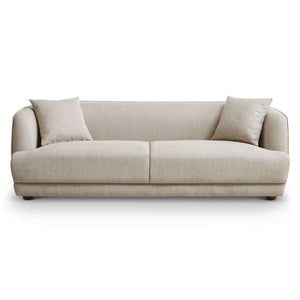 English Elm Larisa Mid-Century Modern Linen Sofa with Tapered Wood Legs for Living Rooms Cream B183P231941