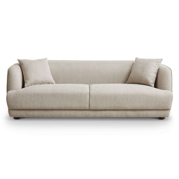 English Elm Larisa Mid-Century Modern Linen Sofa with Tapered Wood Legs for Living Rooms Cream B183P231941
