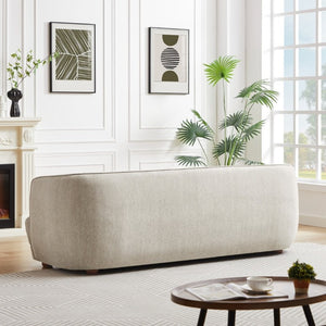 English Elm Larisa Mid-Century Modern Linen Sofa with Tapered Wood Legs for Living Rooms Cream B183P231941