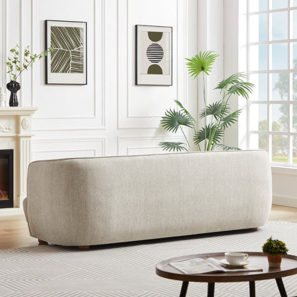 English Elm Larisa Mid-Century Modern Linen Sofa with Tapered Wood Legs for Living Rooms Cream B183P231941