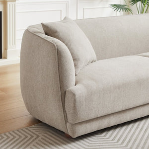 English Elm Larisa Mid-Century Modern Linen Sofa with Tapered Wood Legs for Living Rooms Cream B183P231941