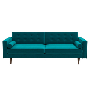 English Elm Casey Three Seat Velvet Sofa with Tapered Legs for Mid Century Modern Living Rooms B183P231957