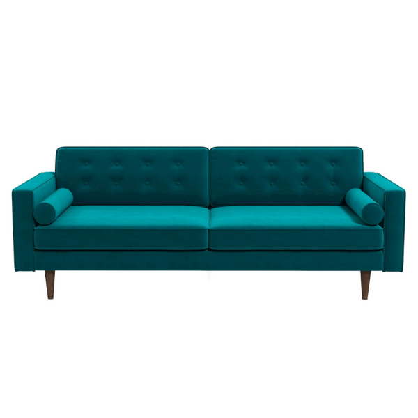 English Elm Casey Three Seat Velvet Sofa with Tapered Legs for Mid Century Modern Living Rooms B183P231957