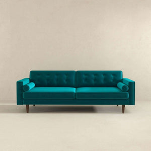 English Elm Casey Three Seat Velvet Sofa with Tapered Legs for Mid Century Modern Living Rooms B183P231957