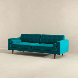 English Elm Casey Three Seat Velvet Sofa with Tapered Legs for Mid Century Modern Living Rooms B183P231957