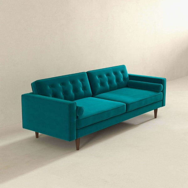 English Elm Casey Three Seat Velvet Sofa with Tapered Legs for Mid Century Modern Living Rooms B183P231957