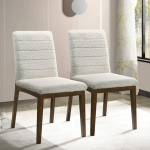 English Elm Ines Boucle Upholstered Dining Chair Set Walnut Wood Base Mid-century Modern B183P232025