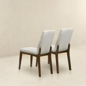English Elm Ines Boucle Upholstered Dining Chair Set Walnut Wood Base Mid-century Modern B183P232025
