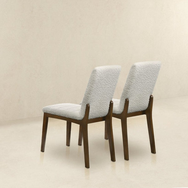 English Elm Ines Boucle Upholstered Dining Chair Set Walnut Wood Base Mid-century Modern B183P232025