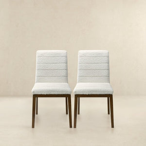 English Elm Ines Boucle Upholstered Dining Chair Set Walnut Wood Base Mid-century Modern B183P232025