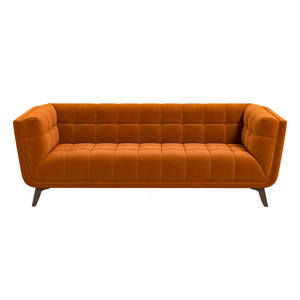 English Elm Addison Mid-century Modern Velvet Sofa with Walnut Wood Legs and Coil Spring Support B183P232029