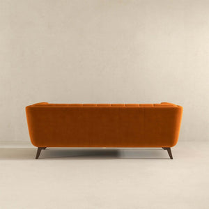 English Elm Addison Mid-century Modern Velvet Sofa with Walnut Wood Legs and Coil Spring Support B183P232029