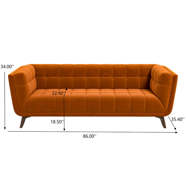 English Elm Addison Mid-century Modern Velvet Sofa with Walnut Wood Legs and Coil Spring Support B183P232029
