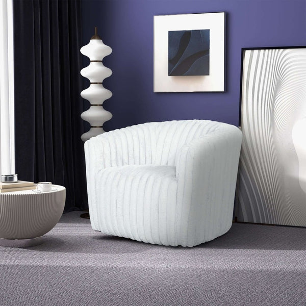 English Elm Mira Channel Tufted Velvet Barrel Swivel Chair Mid Century Modern Living Room B183P232034
