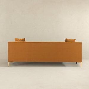 English Elm Angelina Low Profile Velvet Sofa Warm Amber Upholstery for Modern Living Rooms B183P232047