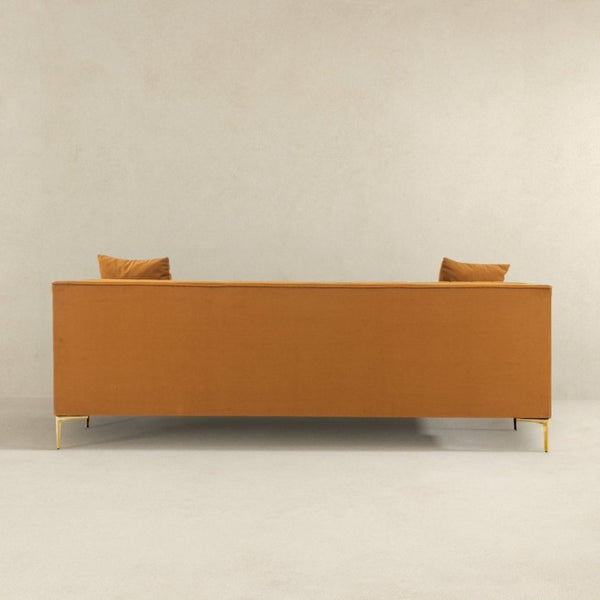 English Elm Angelina Low Profile Velvet Sofa Warm Amber Upholstery for Modern Living Rooms B183P232047