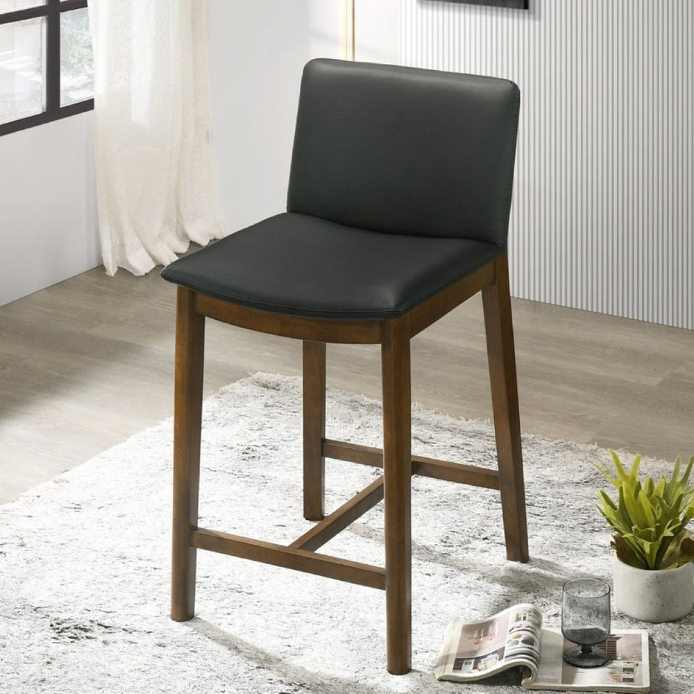 English Elm Shannon Mid-century Modern Counter Stool Vegan Leather Full-back Support for Kitchen Island B183P232070