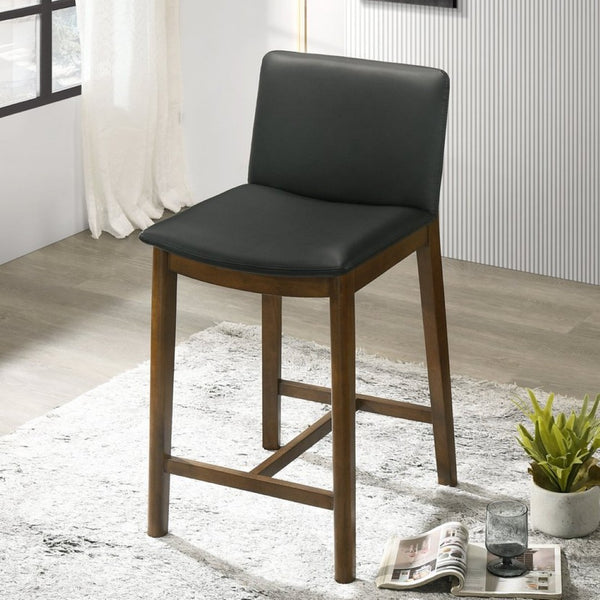 English Elm Shannon Mid-century Modern Counter Stool Vegan Leather Full-back Support for Kitchen Island B183P232070