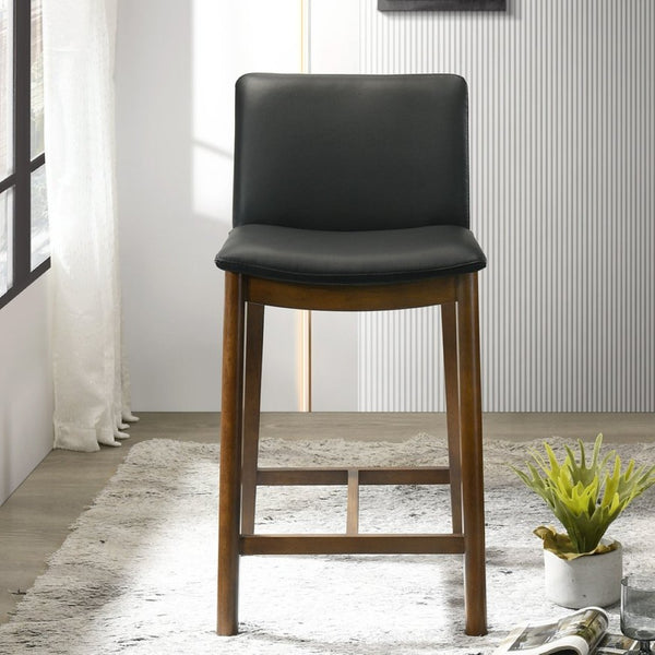 English Elm Shannon Mid-century Modern Counter Stool Vegan Leather Full-back Support for Kitchen Island B183P232070