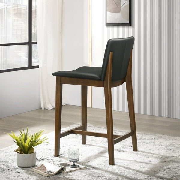English Elm Shannon Mid-century Modern Counter Stool Vegan Leather Full-back Support for Kitchen Island B183P232070