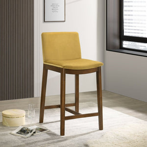 English Elm Shannon Velvet Counter Stool with Mid-century Tapered Legs for Kitchen Islands B183P232072
