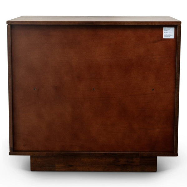 English Elm Lola Walnut Finish 3 Drawer Nightstand Solid Wood Bedside Storage for Bedroom B183P232074