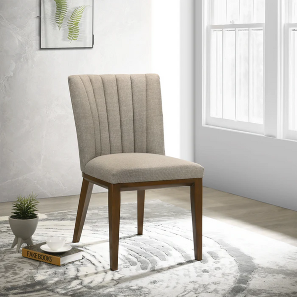English Elm Elmwood Cream Velvet Dining Chairs Mid Century Modern Set of Two for Elegant Spaces B183P232139
