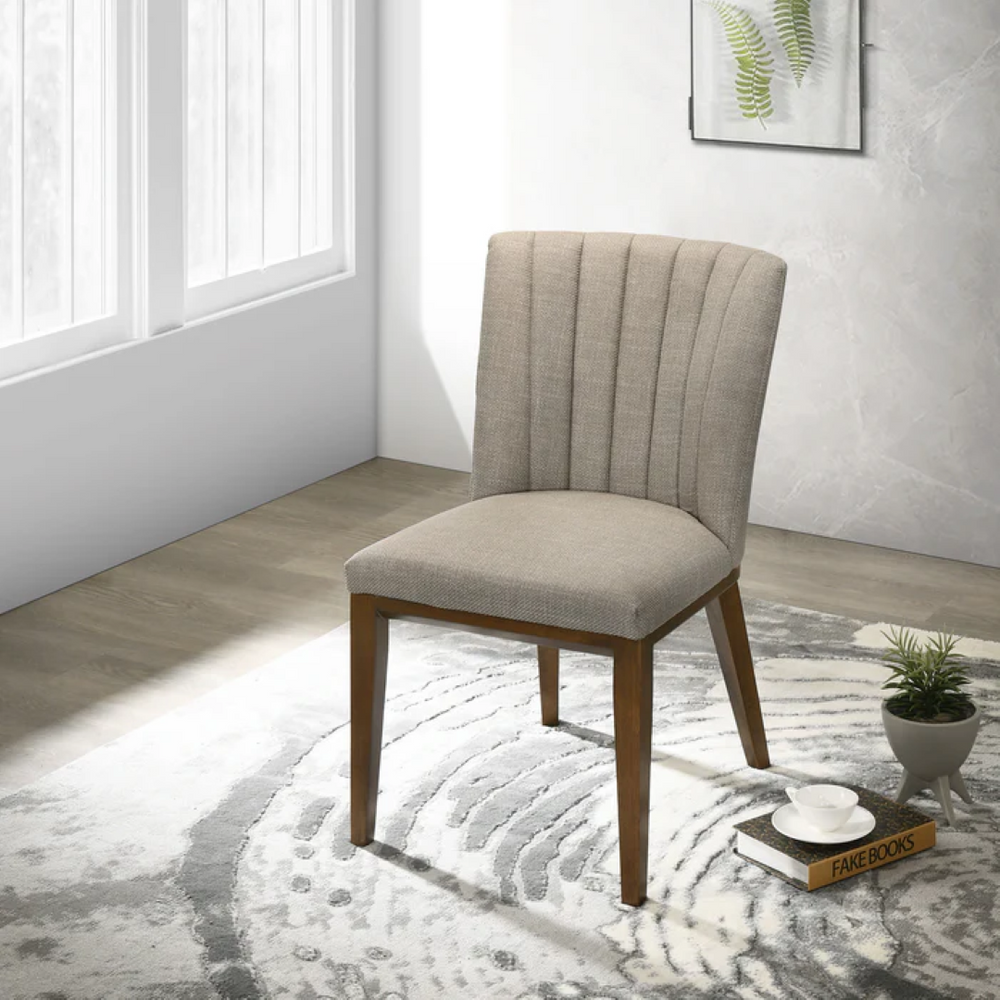 English Elm Elmwood Cream Velvet Dining Chairs Mid Century Modern Set of Two for Elegant Spaces B183P232139