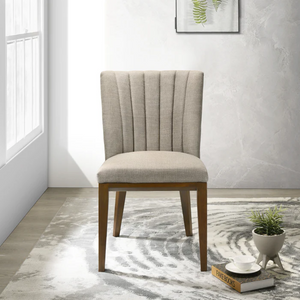English Elm Elmwood Cream Velvet Dining Chairs Mid Century Modern Set of Two for Elegant Spaces B183P232139