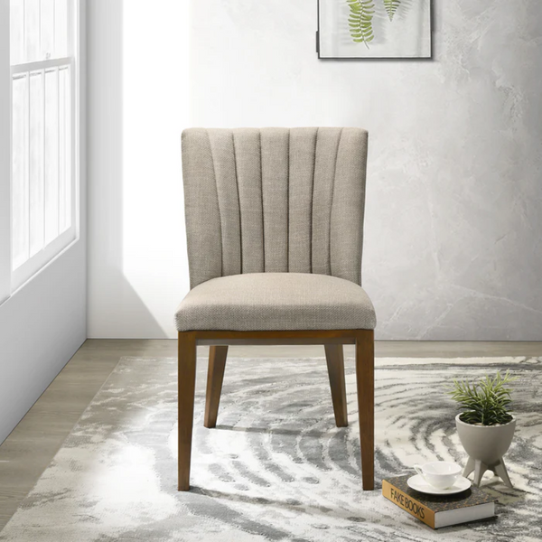 English Elm Elmwood Cream Velvet Dining Chairs Mid Century Modern Set of Two for Elegant Spaces B183P232139