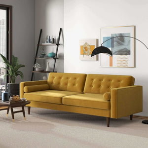 English Elm Casey Velvet Upholstered Sofa with Tapered Legs Mid Century Modern Living Room Seating B183P281233