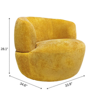 English Elm Thornton Chenille Barrel Swivel Chair Plush Upholstered Accent for Modern Living Spaces Gold B183P493691