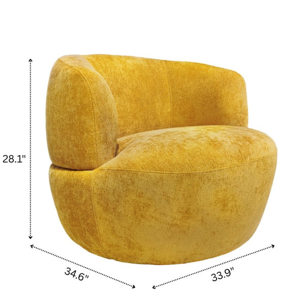 English Elm Thornton Chenille Barrel Swivel Chair Plush Upholstered Accent for Modern Living Spaces Gold B183P493691